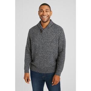 Old Navy Men's Shawl Collar Blue White Wool Blend Sweater, Size XL